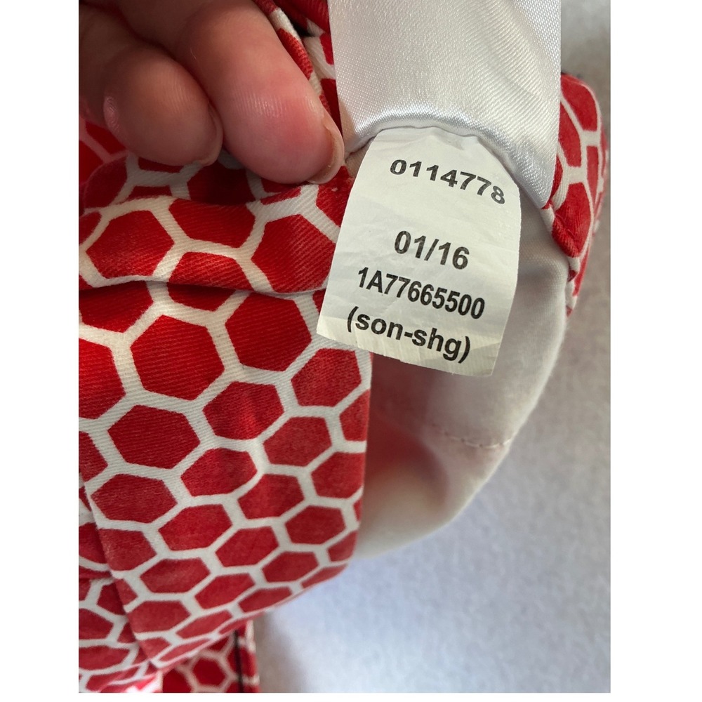 Tommy Hilfiger Womens Red White Honeycomb Geometric Chino Shorts Size 6 - Picture 10 of 10